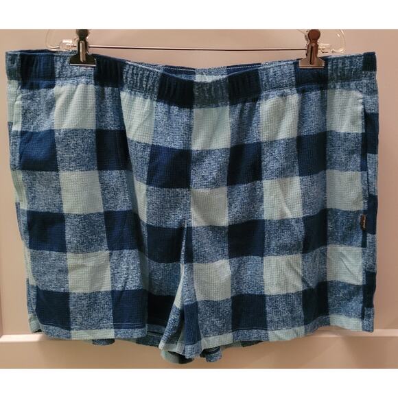 New Eddie Bauer Womens Blue CheckWaffle Knit Pajama Shorts XXL - Picture 1 of 5